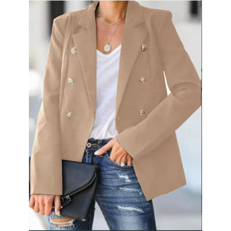 Double Breasted Long Sleeve Lapel Solid Blazer