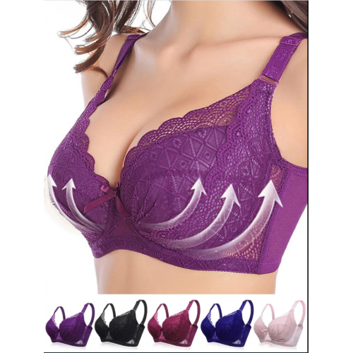 Plus Size Full Cup Push Up Gather Thin Bra