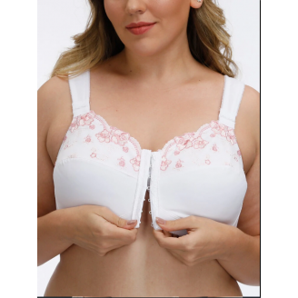 FULLGLADY Plus Size Embroidery Wireless Full Cup Front Closure Bra