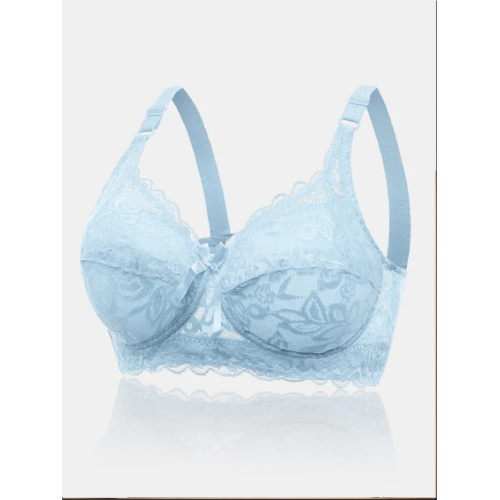 Women Lace Trim Floral Bowknot Push Up Comfortable Bra